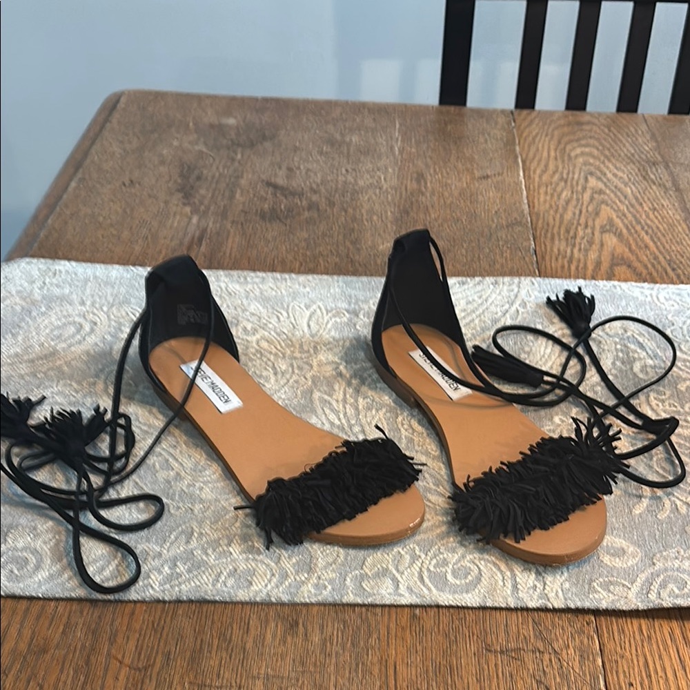 Steve Madden Black Lace-Up Sandals